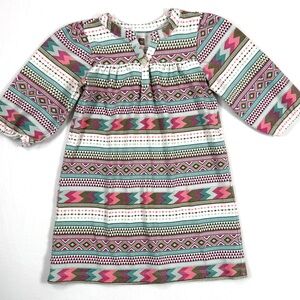 TEA Girls Fair Isle Long Sleeve‎ Knit Dress 3 Global Print Winter Boho Cute